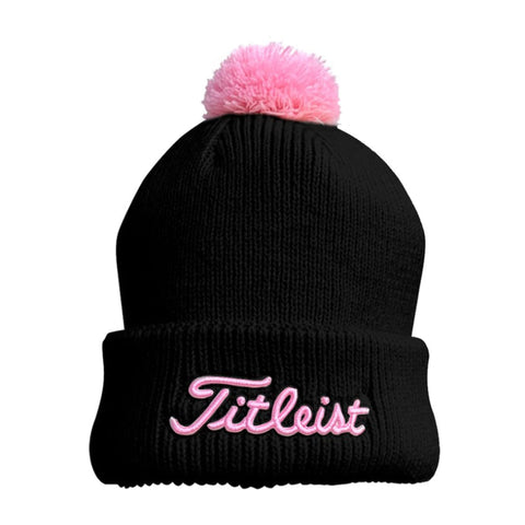 Beanie Pom Pom W Schwarz/Pink