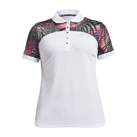 W Element Block SS Polo Palm Fuchsia