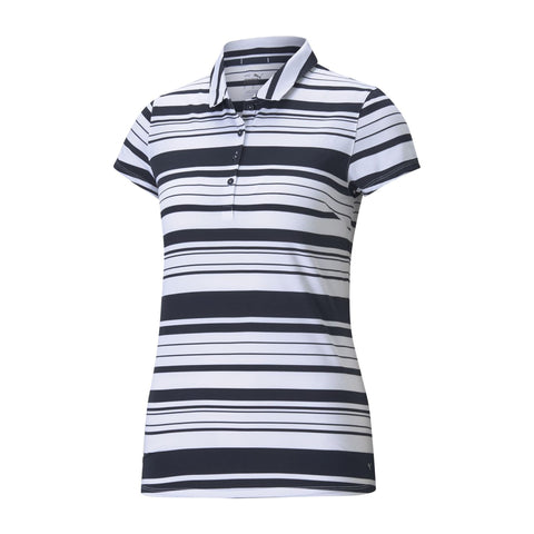 W Cloudspun Ribbon SS Polo Navy/White