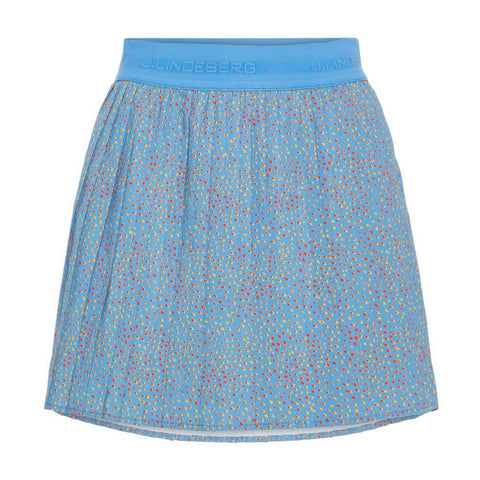 W Chloe Skirt-Light Poly Stretch Rock Lake Blue Dot