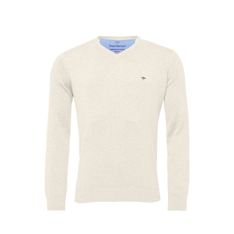 V-Neck Superfine Golf Pullover Herren Offwhite