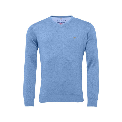 V-Neck Superfine Golf Pullover Herren Light Sky