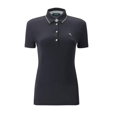 W Aroa SS Polo Schwarz (Kragen-Muster)