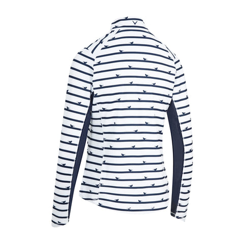 W Polo Birdie Stripe Sun Protection Langarm Peacoa