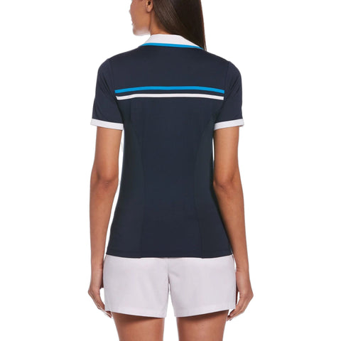 Mesh V-Neck Polo Damen