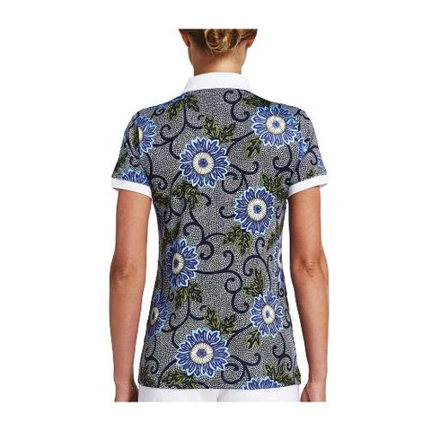AOP Blau Massai Flower Polo Damen