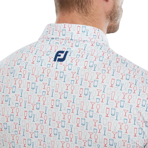 Glass Print Lisle Poloshirt Herren