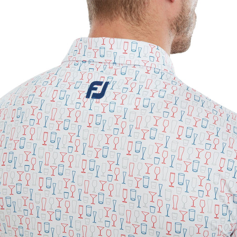 Glass Print Lisle Poloshirt Herren