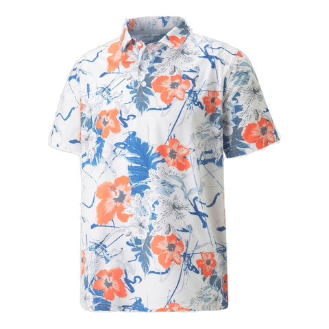 Nassau Polo Bright Weiß/Hot Coral Herren