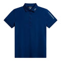 Marineblaues Poloshirt von J.Lindeberg mit Logo auf Kragen und Ärmel