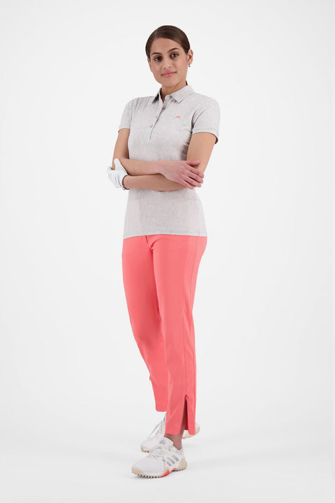 W Alaya Jacquard SS Polo Animal Grey White Damen