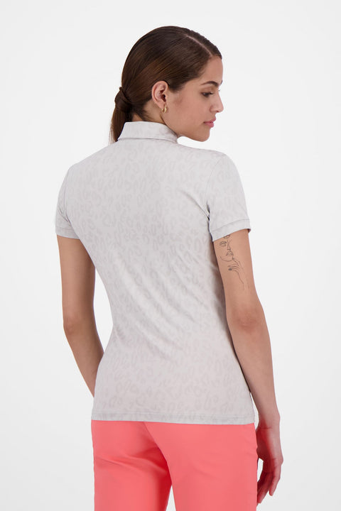 W Alaya Jacquard SS Polo Animal Grey White Damen