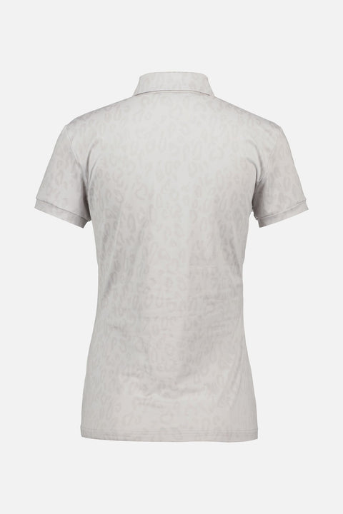 W Alaya Jacquard SS Polo Animal Grey White Damen