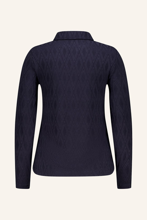 Graphic Jaquard Langarm Polohemd Herren