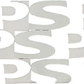 Nahaufnahme eines schwarzen und weißen gemusterten Textilprodukts mit geometrischem Design aus verschlungenen Formen und Buchstaben