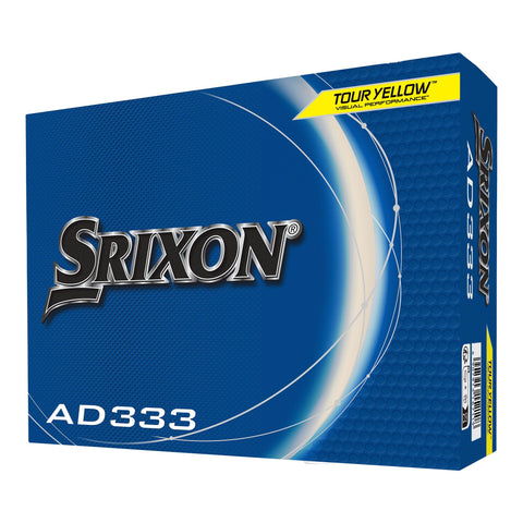 Srixon AD333 Golfbälle in gelber Verpackung mit blauem Design
