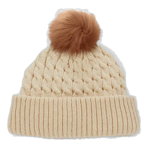 Cable Knit Pom Pom Mütze
