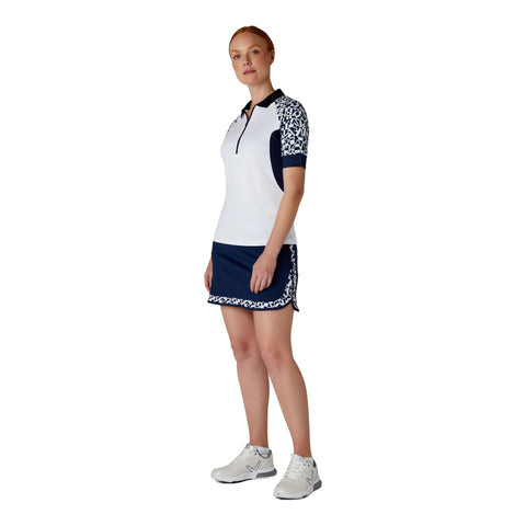 Two Tone Geo Halbarm Poloshirt Damen