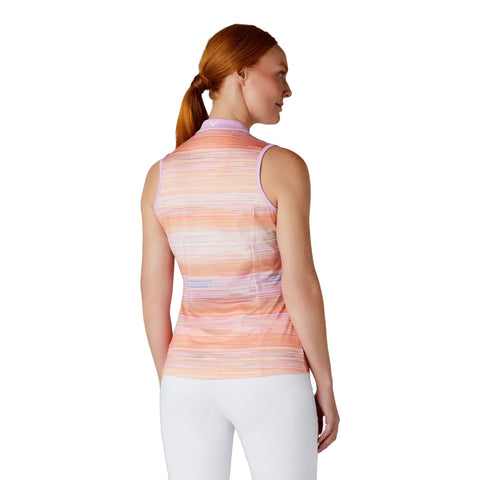 Striped Chev Placket Sleeveless Polo Damen