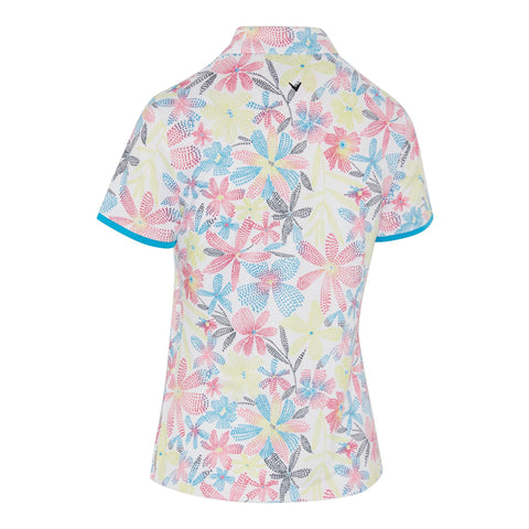 Allover Chev Floral Short Sleeve Polo Shirt Damen