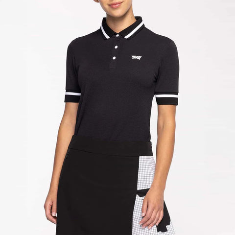 Contrast Sleeve Poloshirt Damen