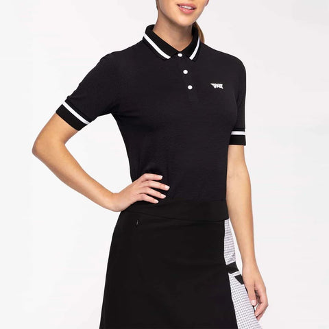 Contrast Sleeve Poloshirt Damen