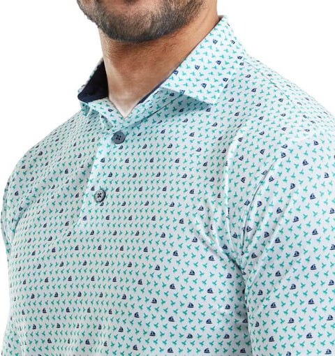 Flying Wasp Print Lisle Polo Herren
