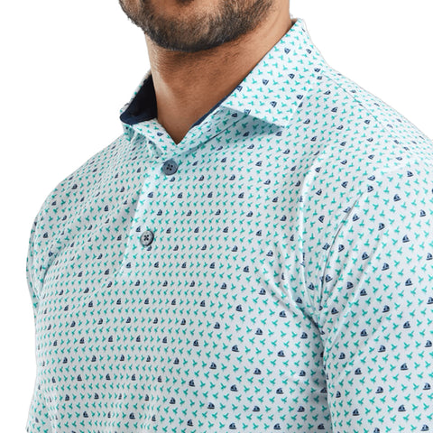 Flying Wasp Print Lisle Polo Herren