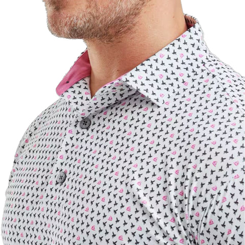 Flying Wasp Print Lisle Polo Herren