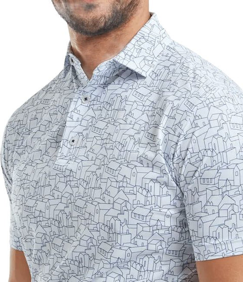 Scottish Town Print Polo Herren