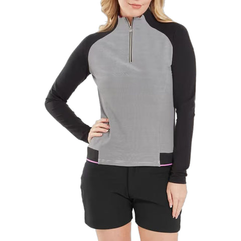Dot Jacquard 1/4 Zip Midlayer Damen