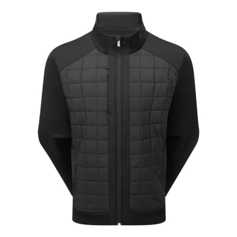 Schwarze gesteppte Herrenjacke mit Stehkragen und Reißverschluss