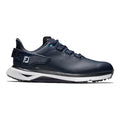 Dunkelblauer FootJoy Golfschuh mit weißer Sohle und modernem Design