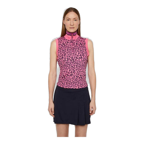 Audrey-TX Jersey SL Polo Pink Leopard Damen