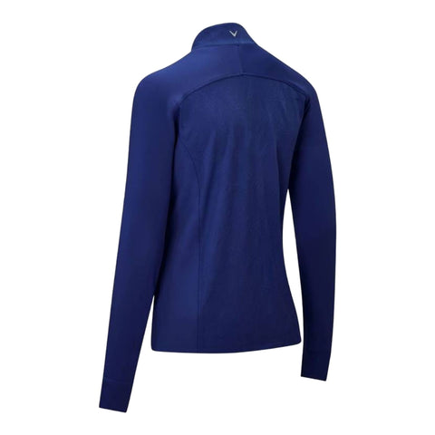 M 1/4 Zip Layer Jacquard Floral Dunkelblau Damen