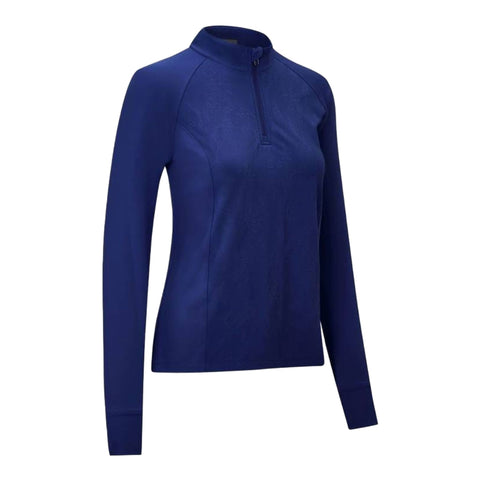 M 1/4 Zip Layer Jacquard Floral Dunkelblau Damen
