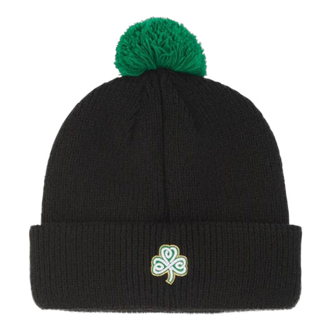Pom Pom Haube "Shamrock" Schwarz/Grün