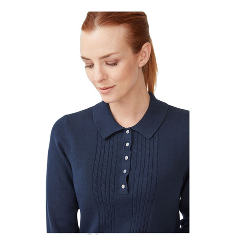 Polo Knitted Langarm Navyblau Damen