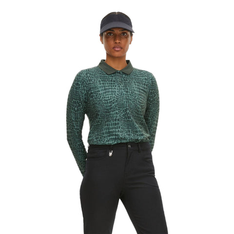 Sia Golf Polo Langarm Green Crocco Damen Damen