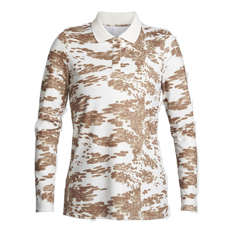 W Polo Sia Langarm Beige/Camo Damen