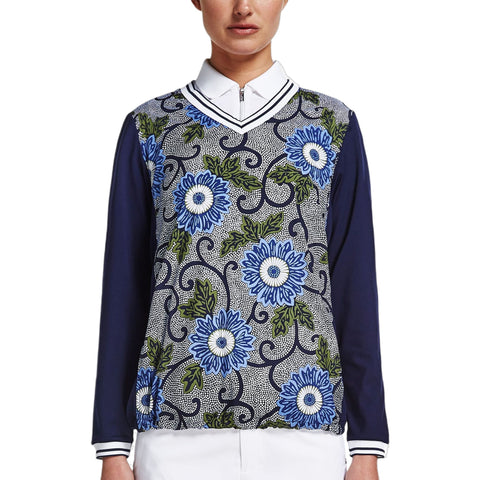 Pullover Swing Blau Massai Flower Damen