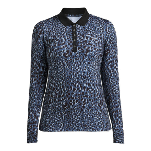 Polo Spot Langarm Dusty Blue Damen