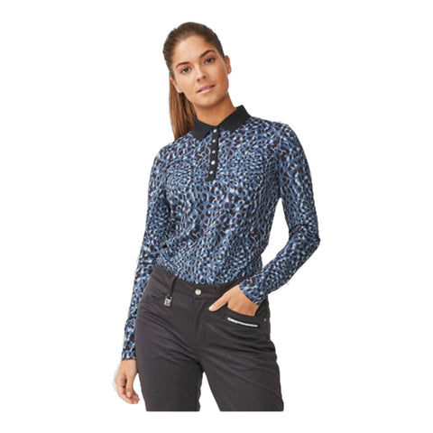 Polo Spot Langarm Dusty Blue Damen