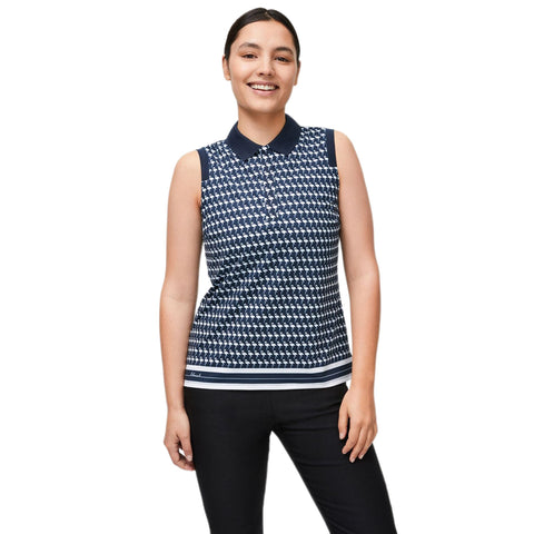Deni Golf Polo Damen Flamingo Aop Navy Ärmellos Damen