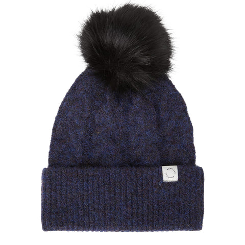 Pom Braid Beanie Navy Damen Damen