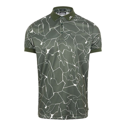 M Tour Tech Reg Fit Print SS Polo Slit Thyme Green Herren