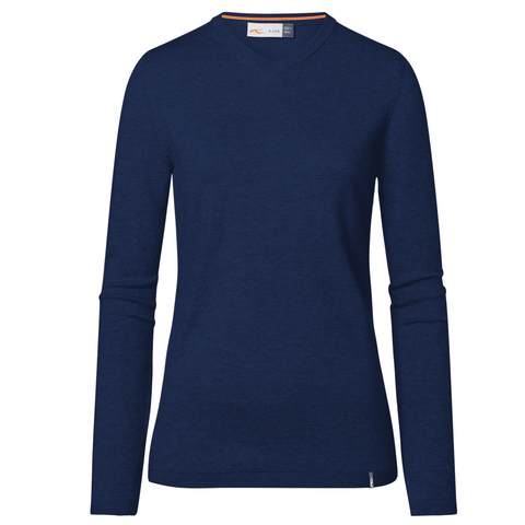 W Pullover V-Ausschnitt Kicki Atlanta Blau Meliert