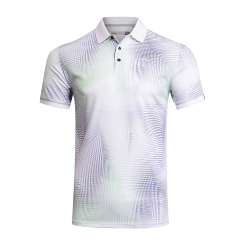 M Spot Printed SS Polo Weiß/Spring Grün Herren