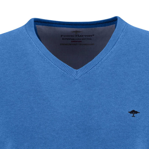 V-Neck Superfine Golf Pullover Herren Bright Ocean