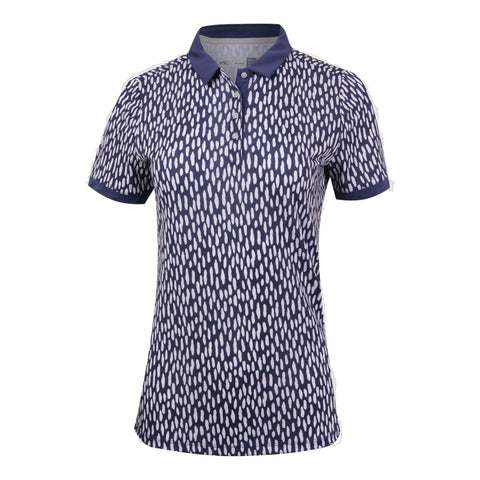 W Enya Printed SS Polo Atlanta Blau/Silber Fog Damen
